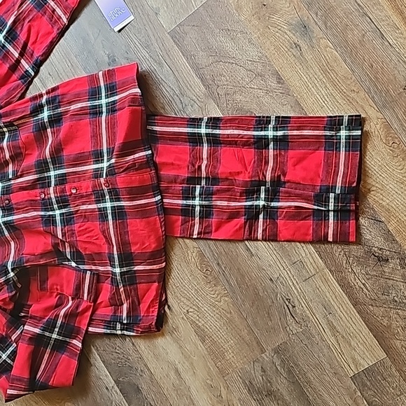 Red black plaid Christmas holiday 2 pc pajama sz Sm bnwt stars above - Picture 3 of 6